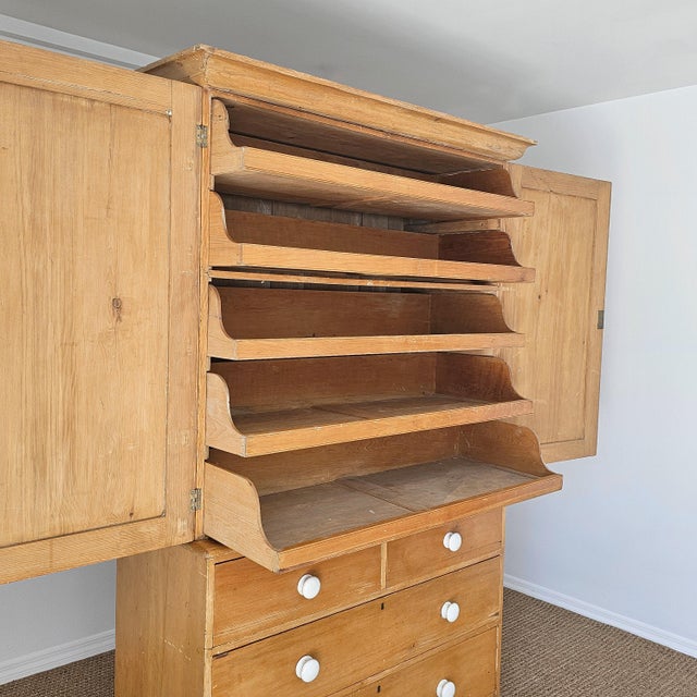 English Antique English Pine Linen Press / Wardrobe - Circa 1890 For Sale - Image 3 of 18