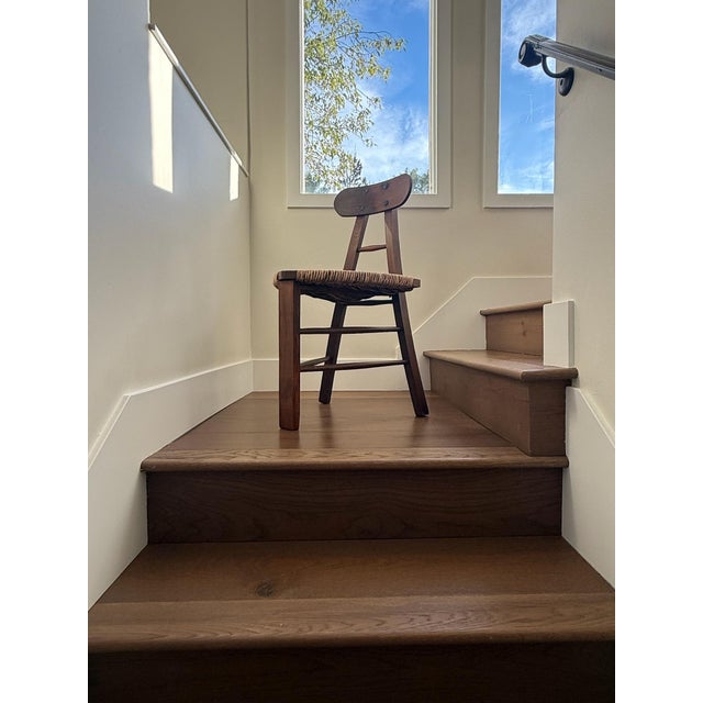 Architectural Oak & Rush Chair, Early 20th Century For Sale - Image 11 of 12