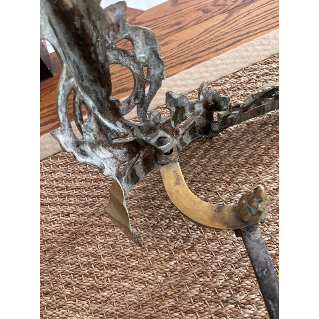 Metal Antique Early Twentieth Century Louis XV Ornate Rococo Style Heavy Brass Small Scale Five Piece Andirons, Fender and Chenets With Flame Finials For Sale - Image 7 of 9