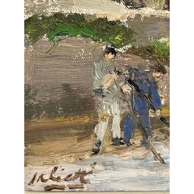 Brown Pietro Virgilio Lietti, Figures Along The Canal, Oil on Panel, Framed For Sale - Image 8 of 9