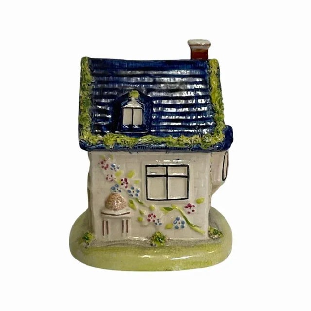 English Early 20th Century Painted Cottage Bank With Blue Roof For Sale - Image 3 of 8