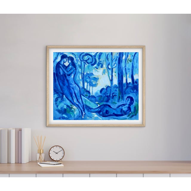 Textile Between Worlds - Original Oil Painting Blue Toned Series For Sale - Image 7 of 8