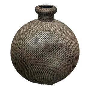 Vintage Indian ‘Rajasthani Style’ Metal Water Jug, Vessel Encased in Chain-Mail, Wire Mesh Exterior
