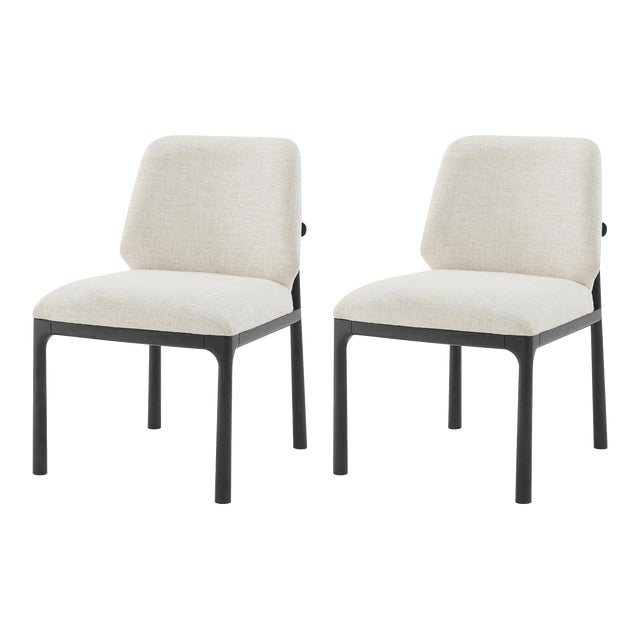 Black Frame Art Deco Style Dining Side Chairs- a Pair For Sale