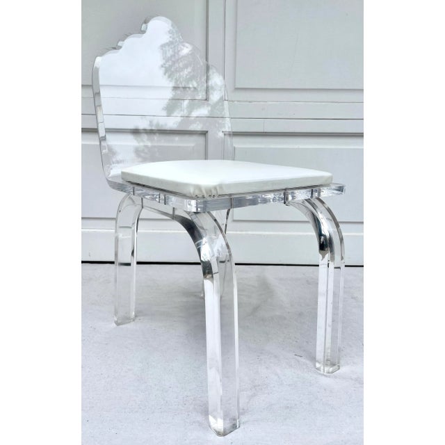 Modern Vintage Lucite Scallop-Top Modern Side Chair For Sale - Image 3 of 12