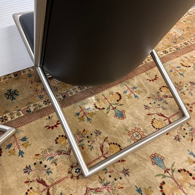 Ward Bennett for Brickel Associates Leather Scissor Chairs, Pair For Sale - Image 11 of 12