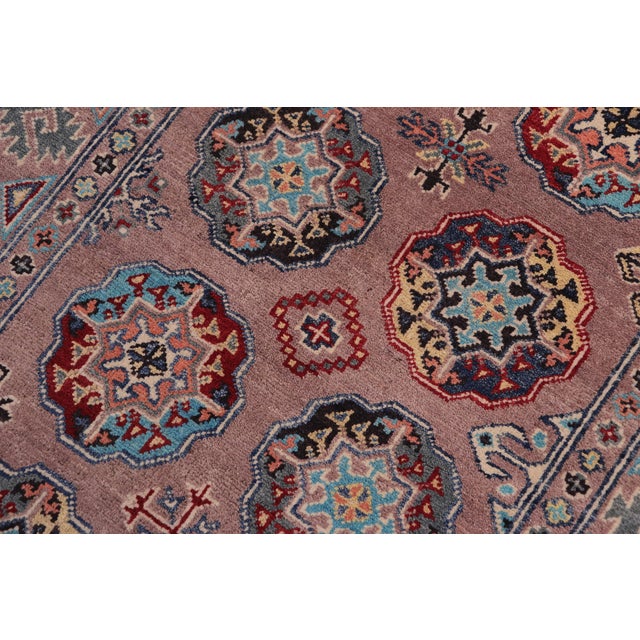 Tribal Kazak Light Purpl/Light Purpl Wool Rug - 3'4''x5'0'' For Sale - Image 4 of 10