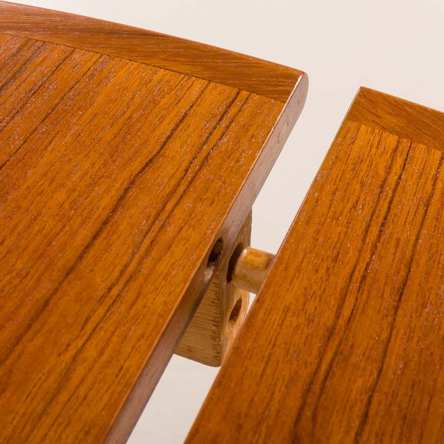 Danish Round Teak Expandable Table with 2 Leaves, 1960s For Sale - Image 12 of 14