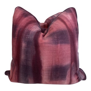 Tie Dyed Linen in Bordeaux 22” Pillows-Pair For Sale