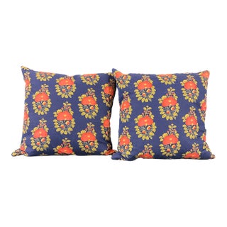Tulu Textiles Alma Blue Throw Pillows, Pair For Sale