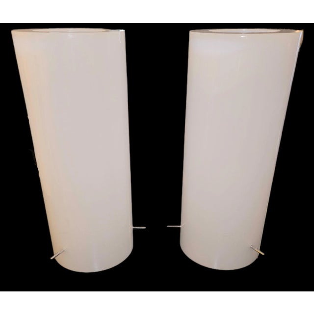 Vintage Unsigned Paul Mayen for Habitat Acrylic Cylinder Table Lamps - a Pair For Sale - Image 9 of 9