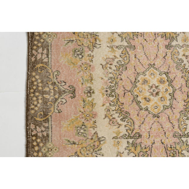 Faded Ivory Vintage Turkish Rug For Sale - Image 6 of 10