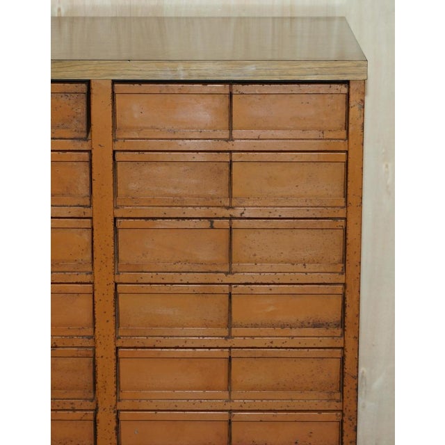 Antique Industrial Metal Workers Chest of Drawers for Screws Nuts & Bolts For Sale - Image 5 of 16