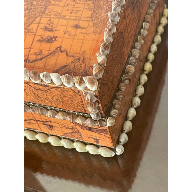 Coastal 1960s Conquistadores Sea Shell Treasure Box With Map For Sale - Image 3 of 5