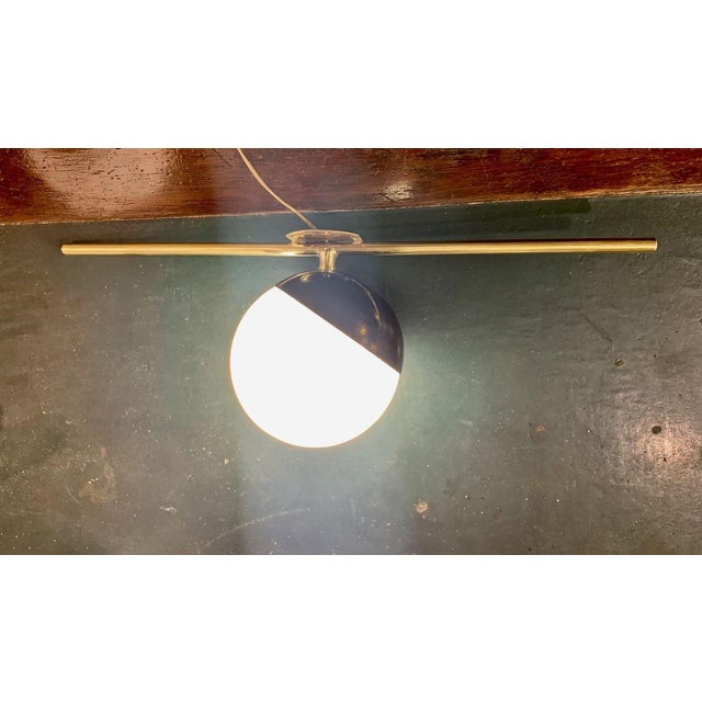 Metal Art Deco Brass and Opaline Glass Wall Lamp, Italy, 1945 For Sale - Image 7 of 10