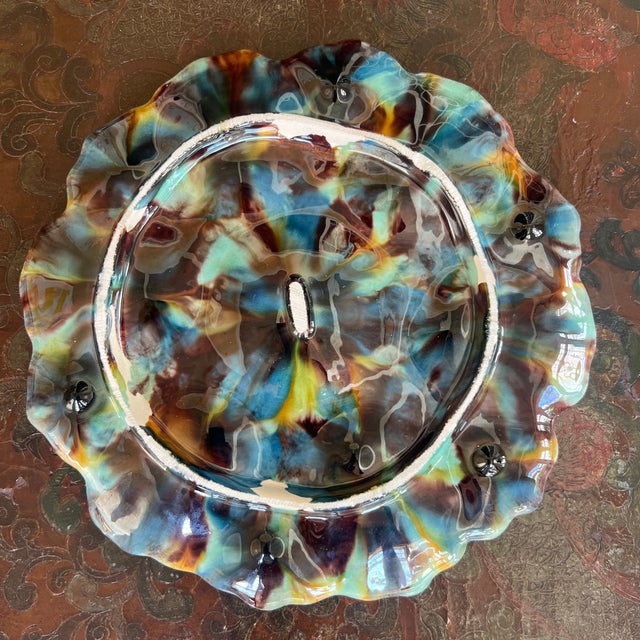 Vintage French Majolica Oyster Plate For Sale - Image 4 of 5