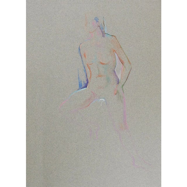 Mid-Century Modern Mid Century Colored Pencil Female Nude Study Drawing For Sale - Image 3 of 3