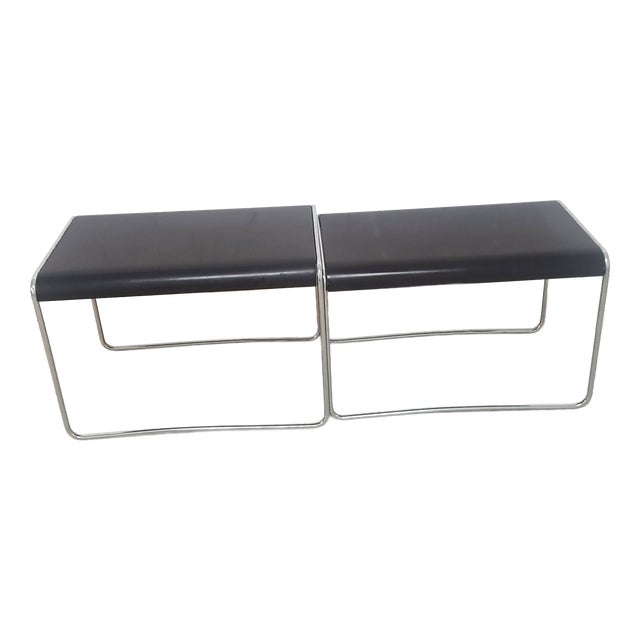 Bauhaus Black Chrome Nesting Side Tables, Set of 2 For Sale