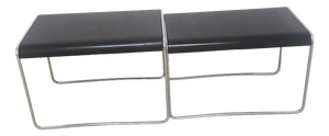 Bauhaus Black Chrome Nesting Side Tables, Set of 2