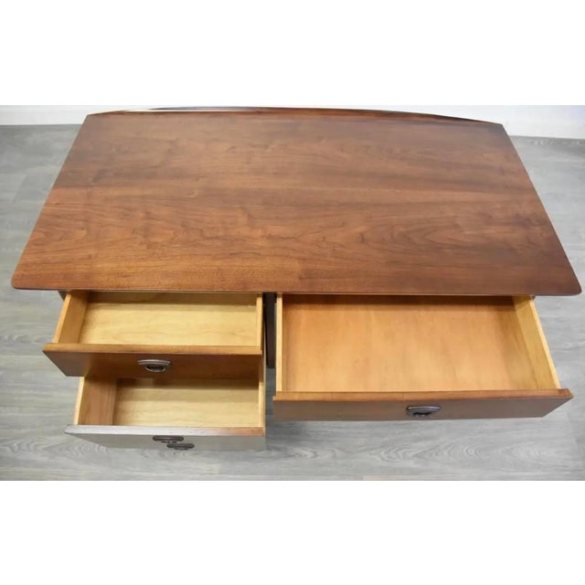 Wood 1960s Refinished Walnut Mid Century Desk For Sale - Image 7 of 10