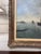 Light Gray Ship Leaving Harbor Oil Painting For Sale - Image 8 of 11