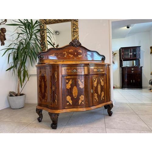 Baroque Marquetry Sideboard in Walnut Veneer, 1890s For Sale - Image 11 of 11