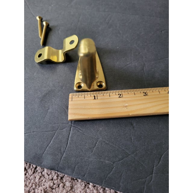 Metal 1980s Solid Brass Kickdown Door Stopper For Sale - Image 7 of 8