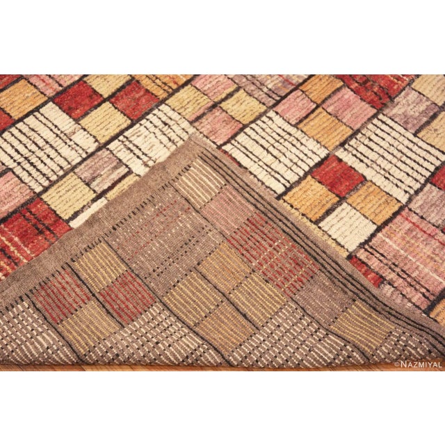 Textile Large Geometric Warm Colors Modern Area Rug For Sale - Image 7 of 7