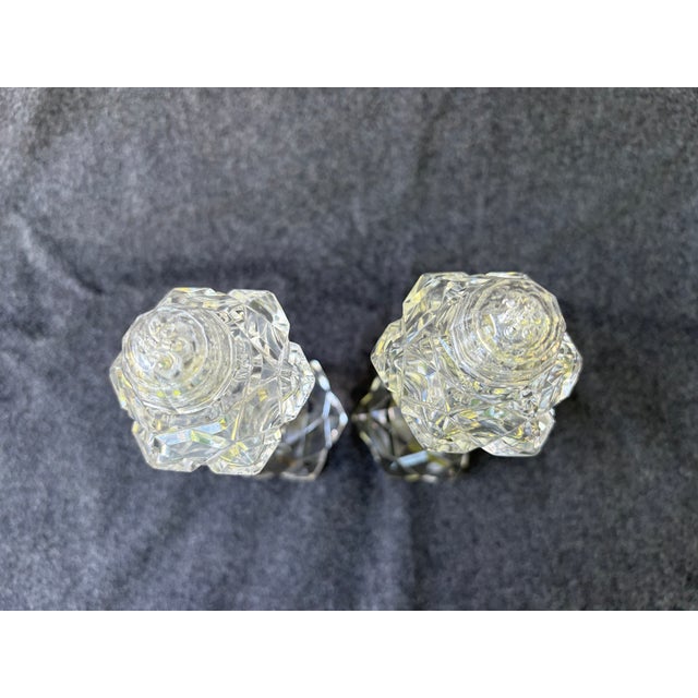 Vintage Cut Crystal Salt & Pepper Pedestal Shakers a Pair For Sale - Image 10 of 16