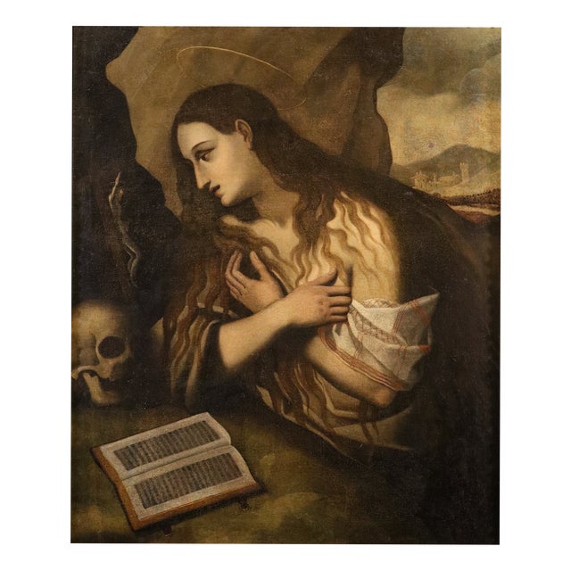 Follower of Luca Cambiaso, Penitent Mary Magdalene, 1600s, Oil on Canvas For Sale
