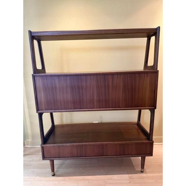 1960s Mid Century Drop Lid Secretariat/Writing Desk, Drawer, Bookshelf Unit For Sale - Image 12 of 12