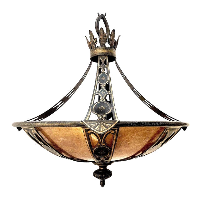 Contemporary Renaissance Inspired Iron & Mica "Avignon" Pendant by Fine Art Lamps For Sale