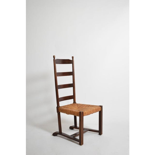 Low Wood and Straw Chair, 1950s For Sale - Image 6 of 6