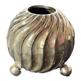 Vintage Brass/Silver-Plated Swirl Vase For Sale