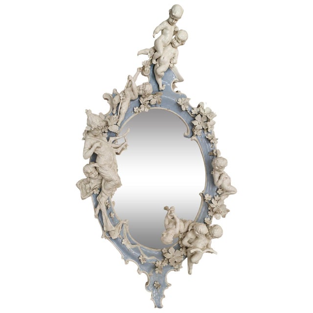 Blue Ceremonial Mirror in Capodimonte Porcelain For Sale - Image 8 of 8