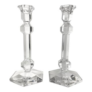 Val Saint Lambert Gardenia Single Light Candlesticks a Pair For Sale