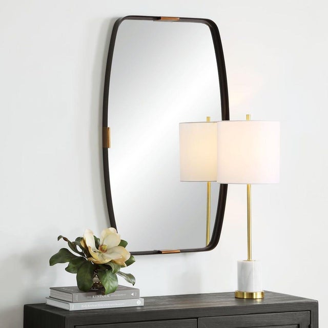 Brass Handsome Metal/Brass Mirror For Sale - Image 8 of 8