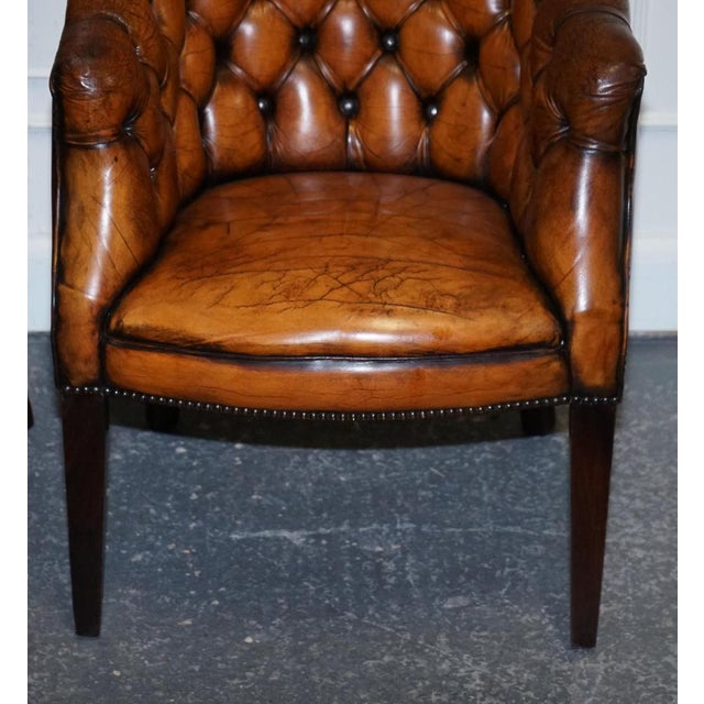 Vintage English Chesterfield Chairs in Hand Dyed Leather, Set of 4 For Sale - Image 9 of 18