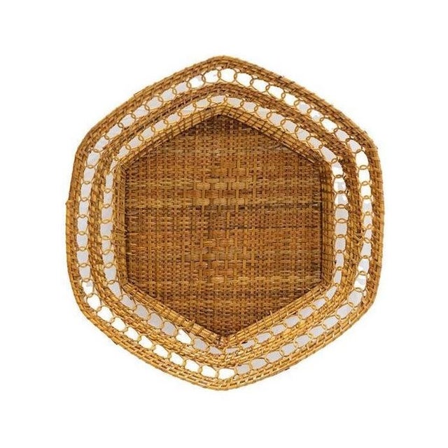 Hexagonal Woven Basket, 15" For Sale - Image 4 of 4