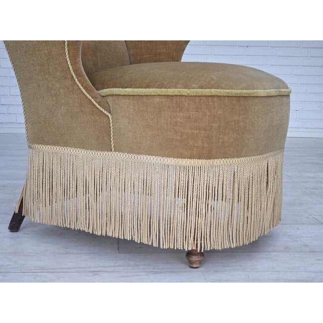 Danish Armchair in Velour with Ash Legs, 1950s For Sale - Image 17 of 18
