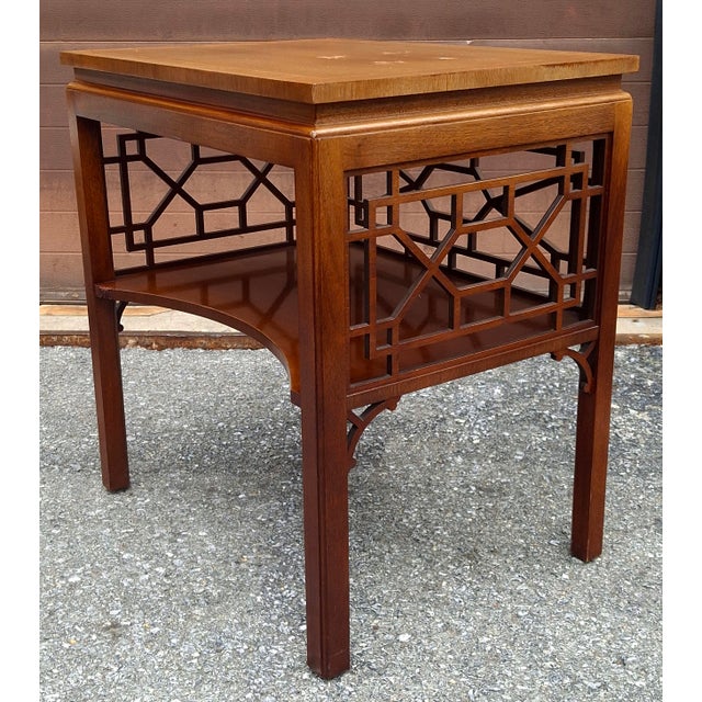 Late 20th Century Baker Furniture Chinese Chippendale Magogany Side Table For Sale In Washington DC - Image 6 of 7