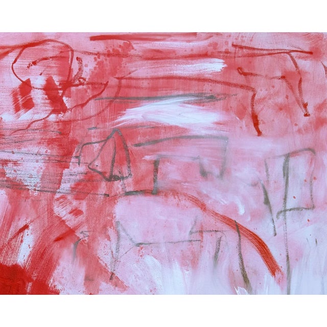 Abstract "Seeing Red" by Trixie Pitts Large Abstract Expressionist Oil Painting For Sale - Image 3 of 12