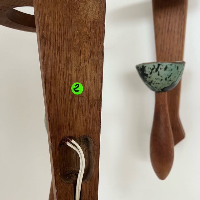 Mid-Century Oak Wall Lights, Set of 2, in Good conditions. Designed 1960 to 1969 This piece is attributed to the mentioned...