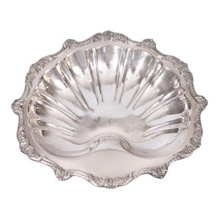 Vintage Poole Silver Plate Shell Footed Tray Dish For Sale
