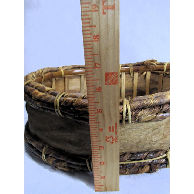 Brown Rustic Vintage Wood Shave Natural Fiber Gathering Basket For Sale - Image 8 of 15