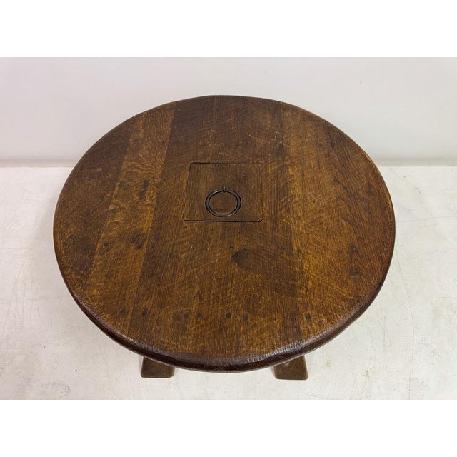 Brutalist Oak Coffee Table with Hidden Storage, Netherlands, 1960s For Sale - Image 14 of 15