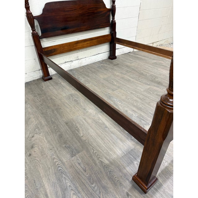 Late 20th Century Vintage Queen Size Carved Four Poster Rice Bed For Sale - Image 5 of 14