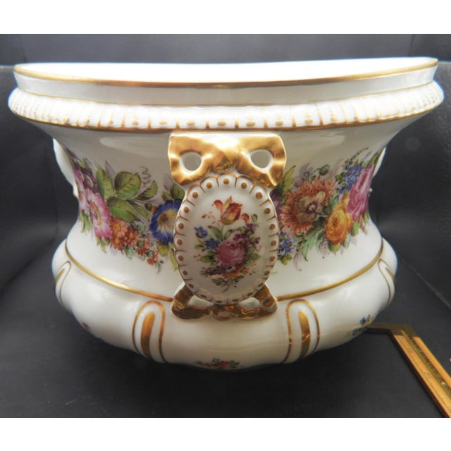Antique 19th Century Wissmann Dresden Germany Porcelain Jardinière Catchpot Champagne Bucket For Sale In Monterey, CA - Image 6 of 12
