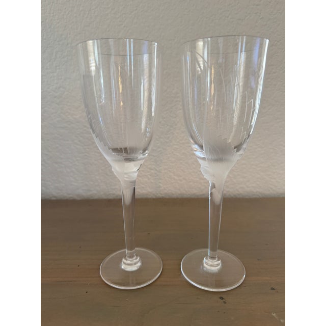 Mid-Century Modern 1950s Lalique "Ange" Crystal Champagne Flutes with Original Lalique Paris Presentation Box - a Pair For Sale - Image 3 of 7