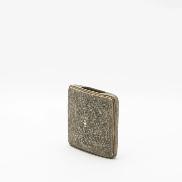 R & Y Augousti Shagreen Vase With Brass Details by R&y Augousti For Sale - Image 4 of 7